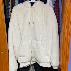 ASOS faux fur ecru hoodie